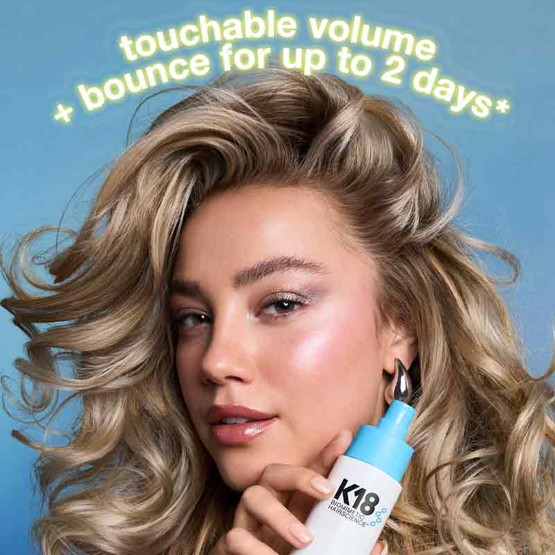 K18 AstroLift Reparative Volume Spray, bouncy blowout, bouncy hair
