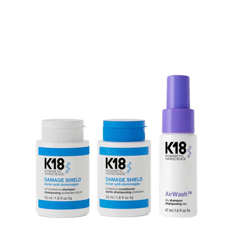 K18 Damage Shield Shampoo & Conditioner, K18 Airwash Dry Shampoo