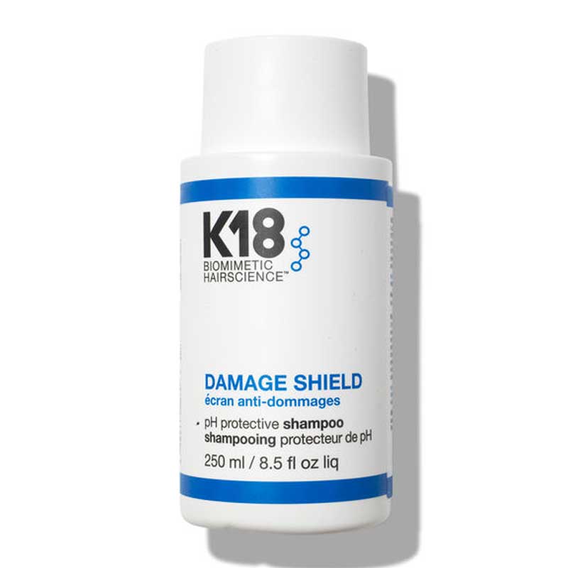 K18 Damage Shield | pH Protective Shampoo | clarifying | cleansing | microdosed | patented K18Peptide™ | colour-safe | vibrancy | reduce cuticle swelling | prevent frizz | smooth | polished finish | optimized pH | safe for everyday use