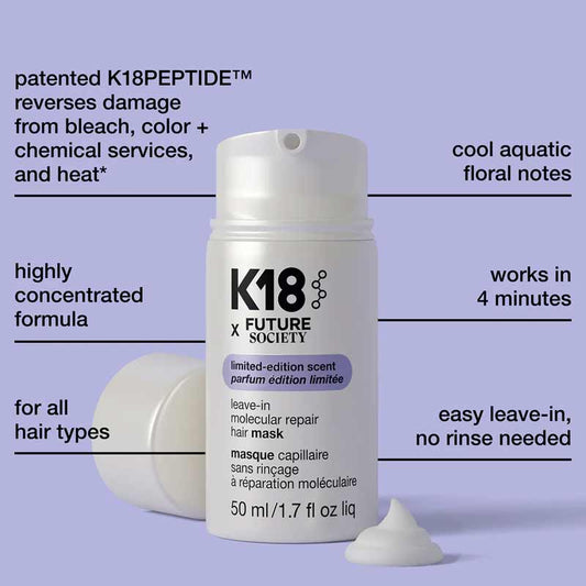 K18 X Future Society Limited Edition Scent Leave-In Molecular Repair Hair Mask Benefits