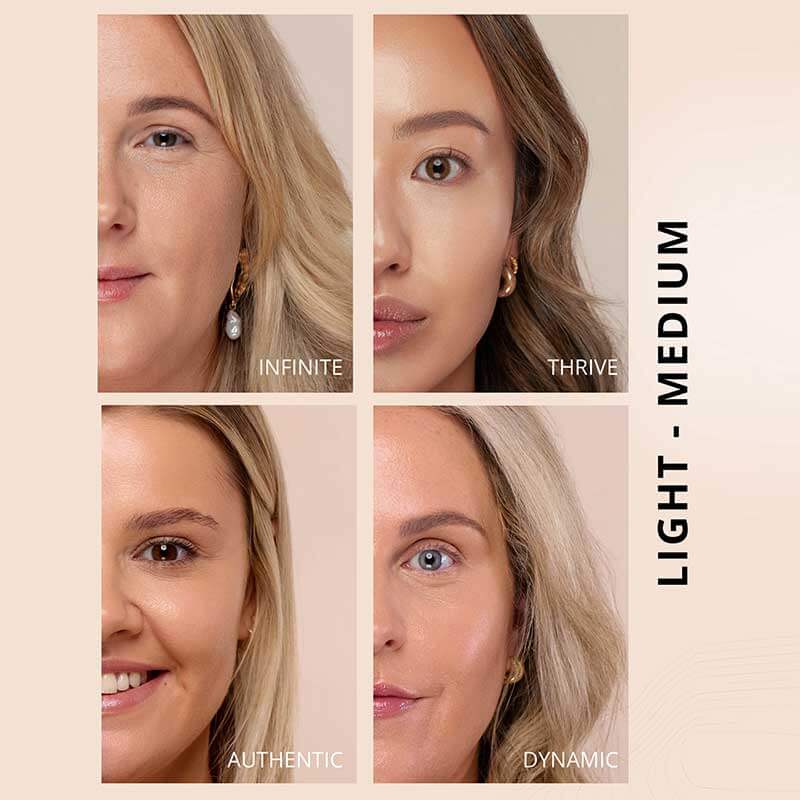 KASH Beauty Aura Skin Radiant Foundation, light to medium foundation shades, 
