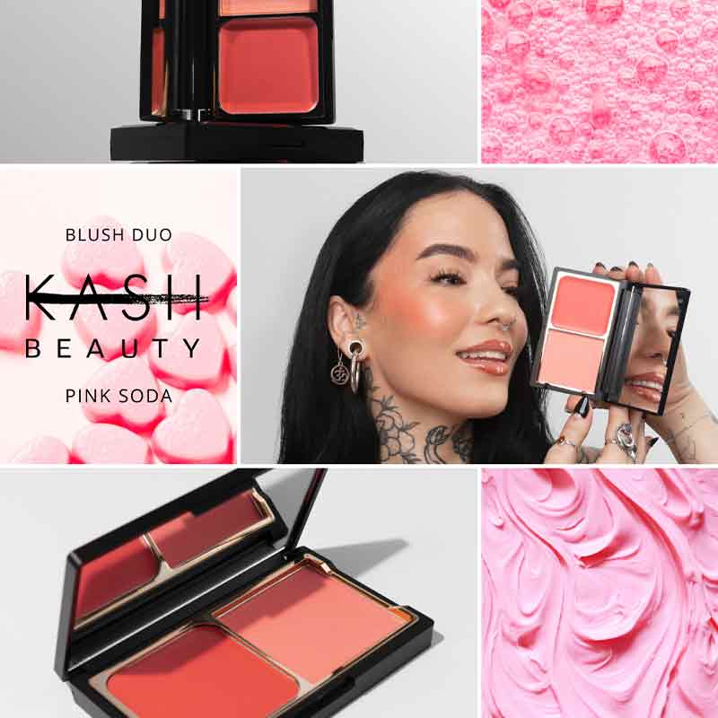 KASH Beauty Cream & Powder Blush Duo, pink powder blush, pink cream blush, blusher palette