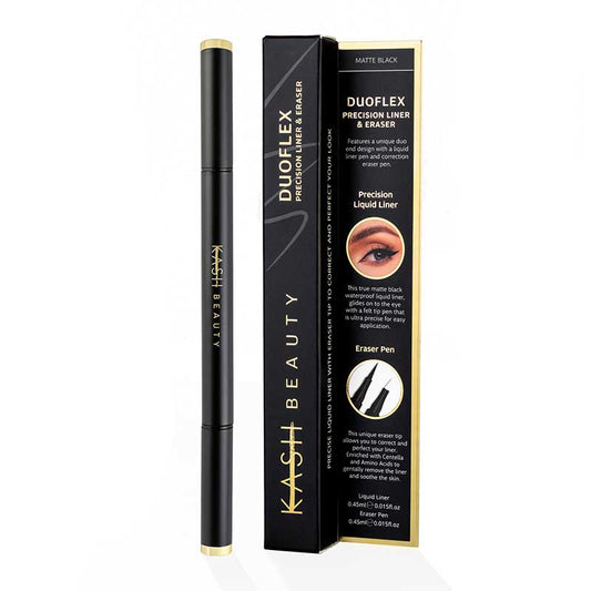 KASH Beauty Duoflex Liquid Liner | Double-ended design | Precision liner with waterproof formula | Correction eraser tip | Creates precise, cutthroat eyeliner looks | Waterproof | Slick, perfect finish