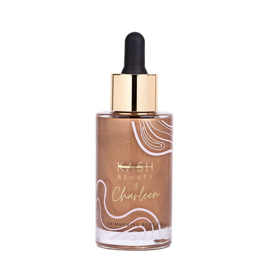 Kash Beauty x Charleen Shimmering Body Oil | skin feels good | lightweight formula | non-greasy | luscious glistening finish