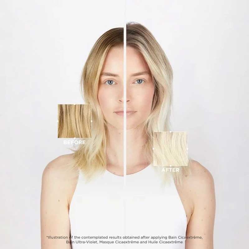 Kérastase Blond Absolu Bain Ultra Violet, Anti-Brass Purple Shampoo, dynamic purple shampoo, before and after