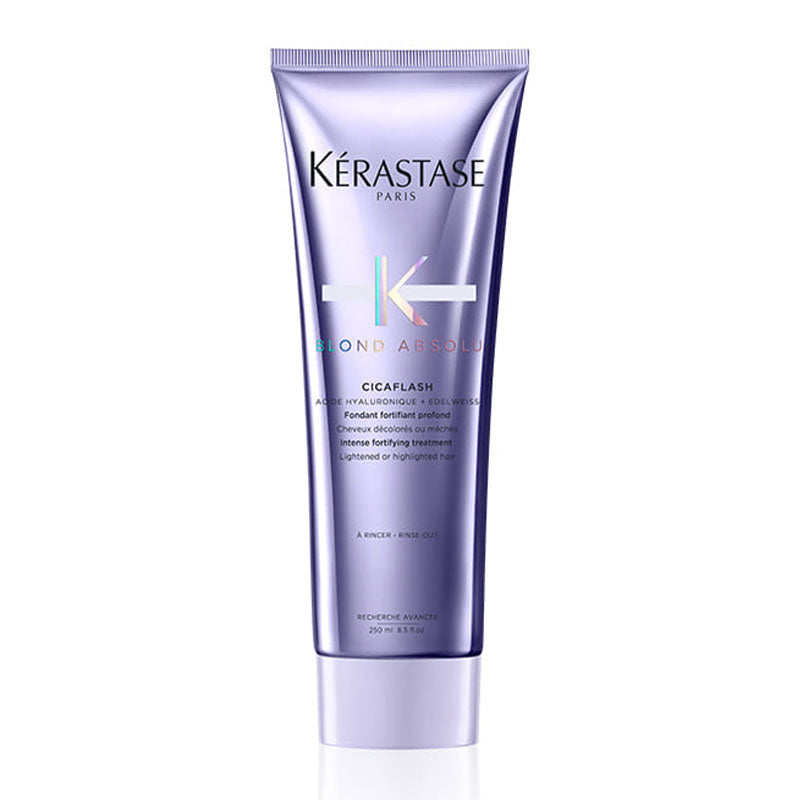 Kérastase Blond Absolu Cicaflash | Intense Fortifying Treatment | opalescent conditioner | gentle lavender hue | combines masque's power with conditioner's finish.