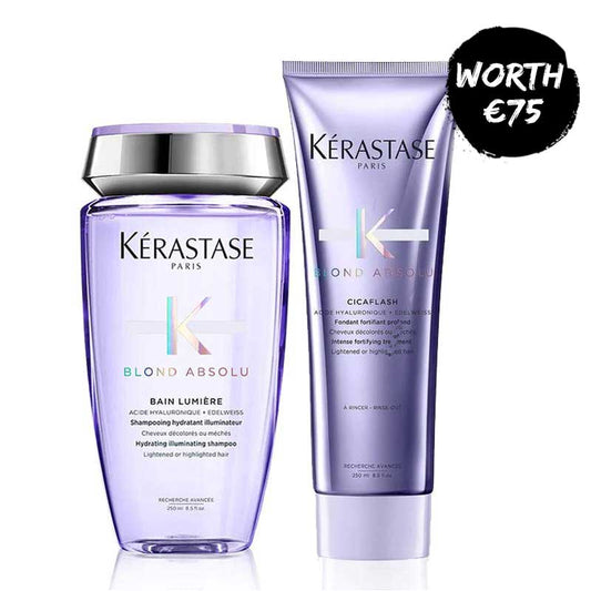 Kérastase Blond Absolu Illuminating Shampoo & Cicaflash Intense Fortifying Treatment Duo