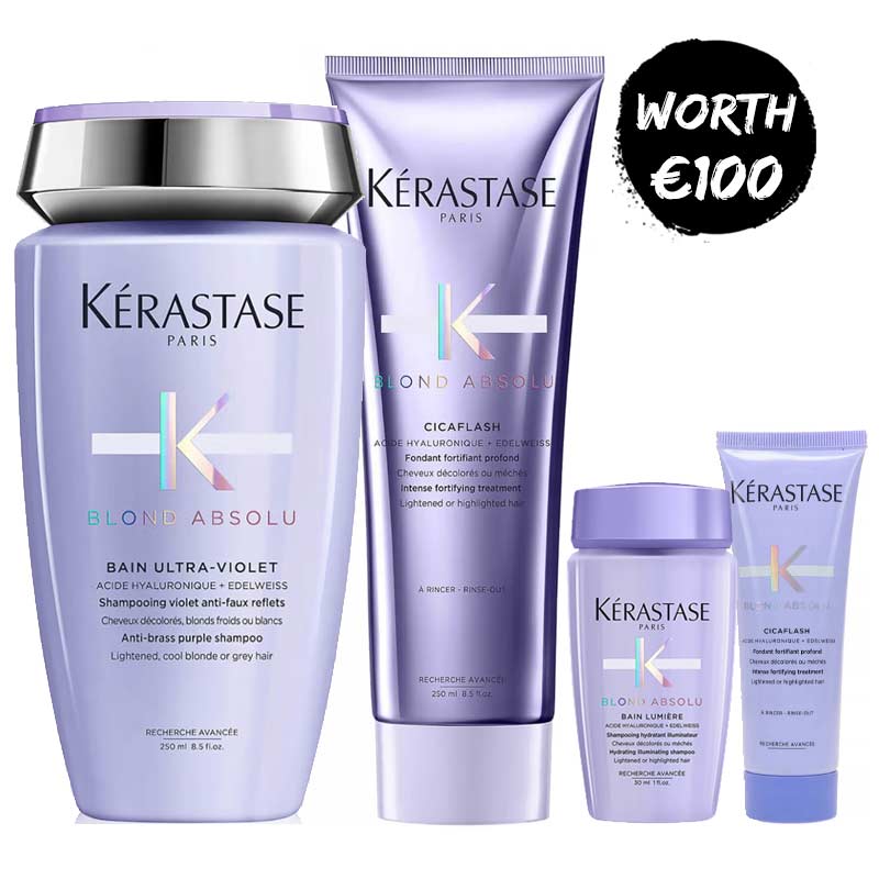 Kérastase Blond Absolu Purple Shampoo & Cicaflash Duo + FREE Travel Shampoo & Cicaflash