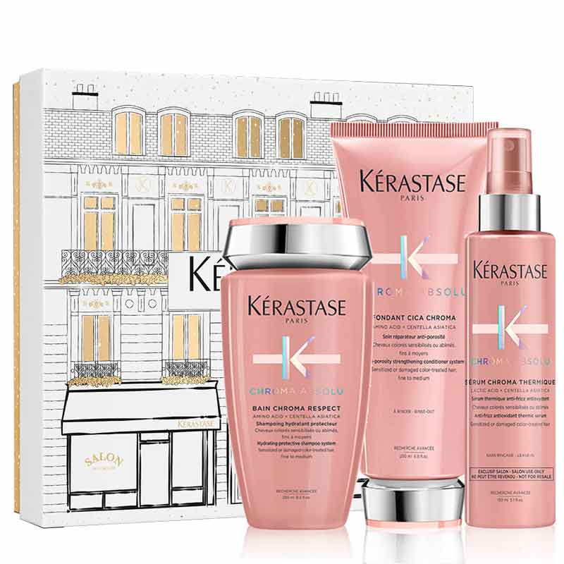 Kérastase Chroma Absolu Gift Set - Shampoo, Conditioner & Heat-Protective Spray