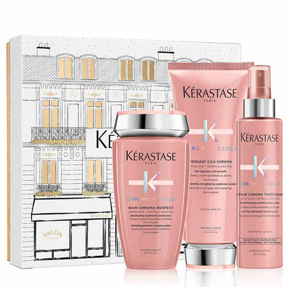 Kérastase Chroma Absolu Gift Set - Shampoo, Conditioner & Heat-Protective Spray