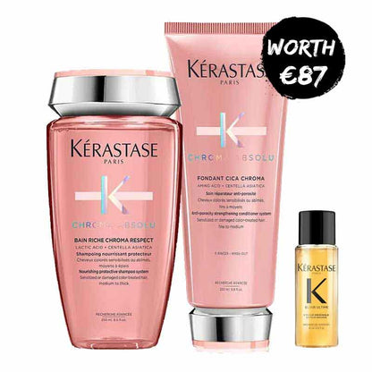 Kérastase Chroma Absolu Nourishing Shampoo & Strengthening Conditioner Duo With FREE Elixir Ultime Oil