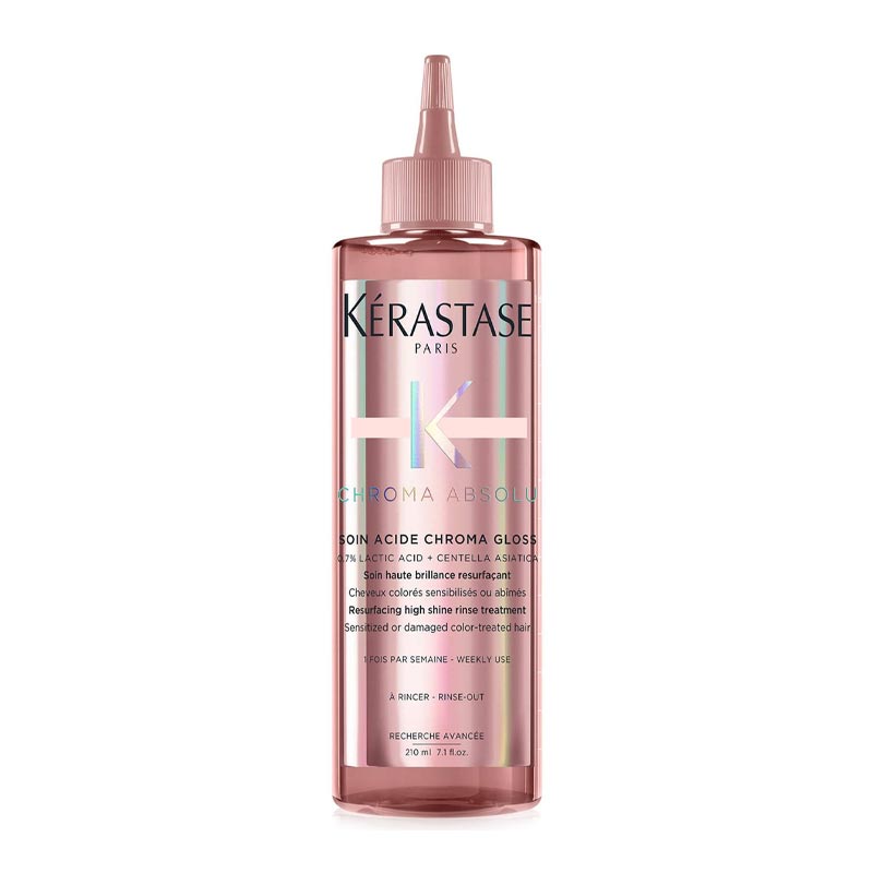 Kérastase Chroma Absolu Soin Acide Chroma Gloss Resurfacing High Shine Rinse Treatment | damage in colored hair | fiber porosity | frizz | fading.