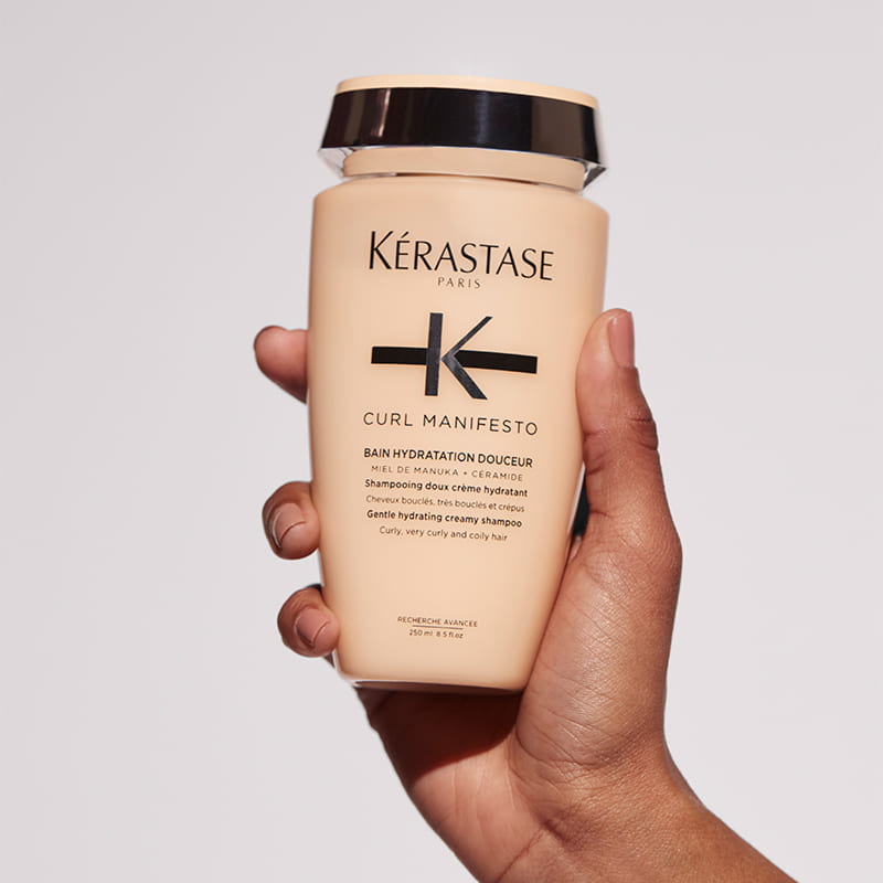 Kérastase Curl Manifesto Bain Hydratation Douceur Gentle Hydrating Creamy Shampoo | curly, very curly, and coily hair | enriched with Manuka Honey and Ceramide | well-hydrated, revitalized curls | maintains natural pattern without weighing down.