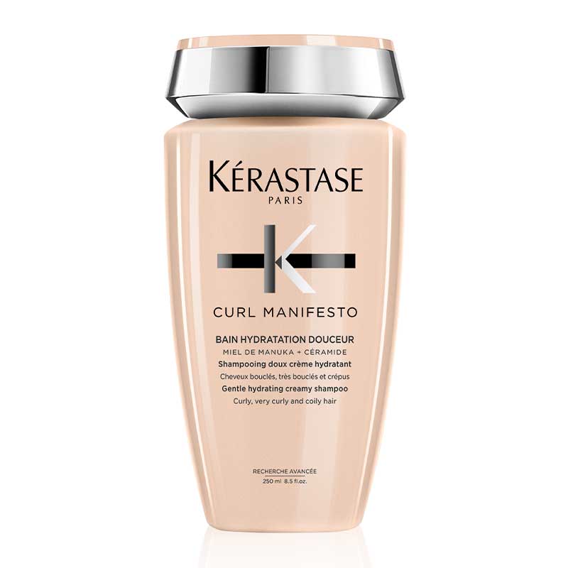 Kérastase Curl Manifesto Bain Hydratation Douceur Gentle Hydrating Creamy Shampoo | curly, very curly, and coily hair | enriched with Manuka Honey and Ceramide | well-hydrated, revitalized curls | maintains natural pattern without weighing down.