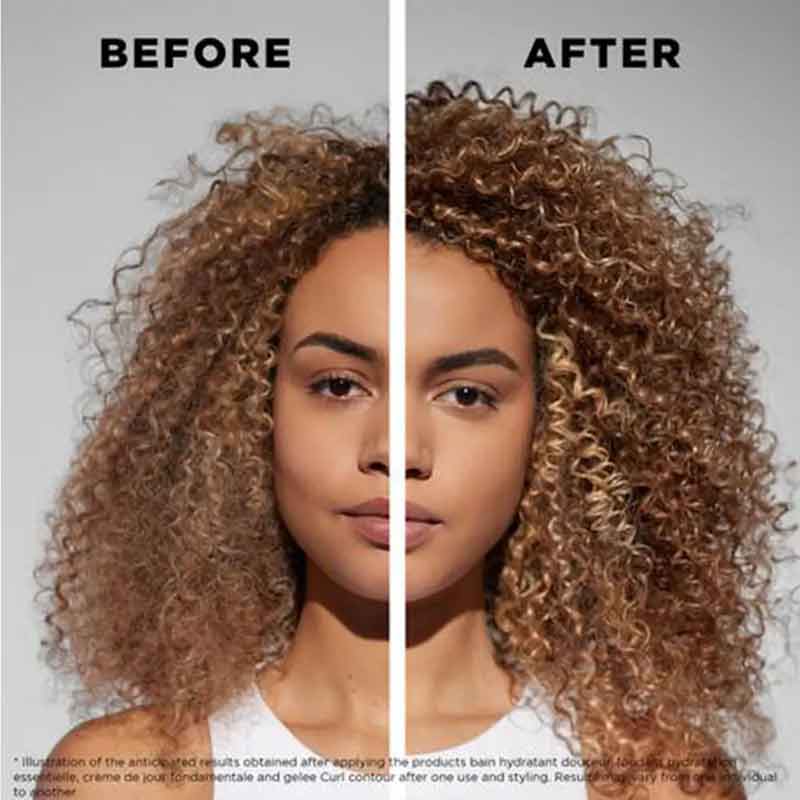 Kérastase Curl Manifesto Before & After, curly hair shampoo, curly hair routine