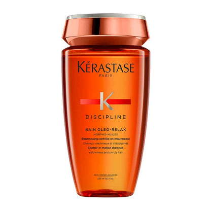 Kérastase Discipline Bain Oleo Relax Control-In-Motion Shampoo | tames unruly, voluminous hair | controls frizz, enhances shine, and improves manageability | leaves hair moisturized and supple | simplifies styling.