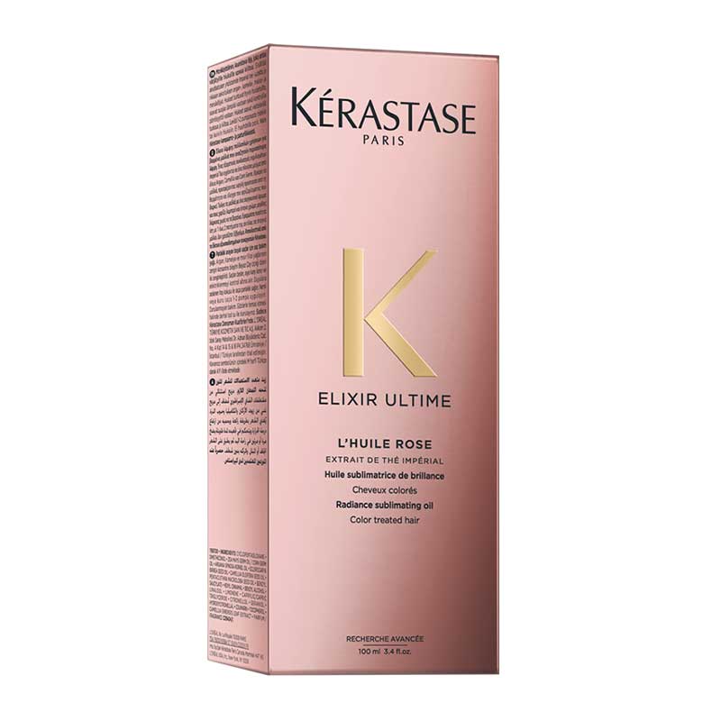 Kérastase Elixir Ultime L'Huile Rose Radiance Sublimating Oil | enhance color radiance | nourish hair | long-lasting frizz control | irresistible shine.