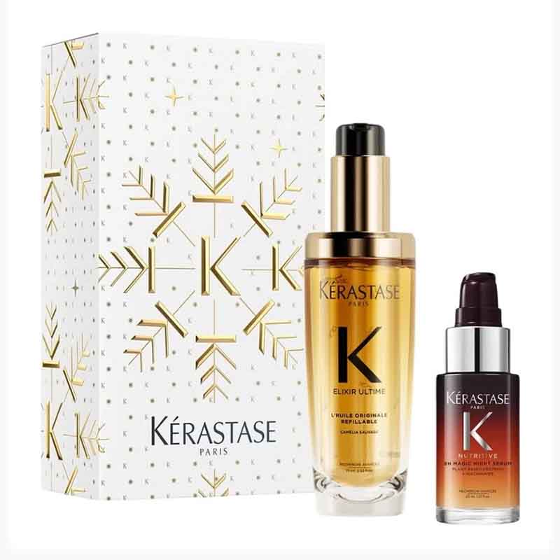 Kérastase Elixir Ultime & Oil + Nutritive 8hr Serum Gift Set White Background