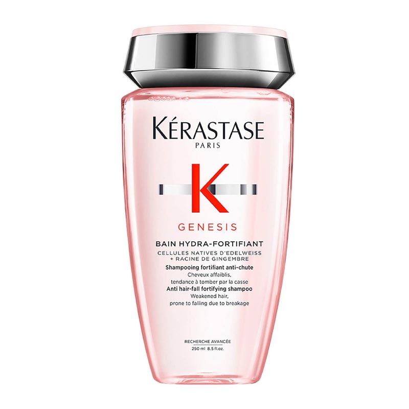 Kérastase Genesis Bain Hydra-Fortifiant Anti Hair-Fall Fortifying Shampoo | weakened hair | prone to falling | breakage | dual anti-fall action | gently clarifying | reinforcing the fiber | reducing the risk of hair fall | removing scalp oil build-up.