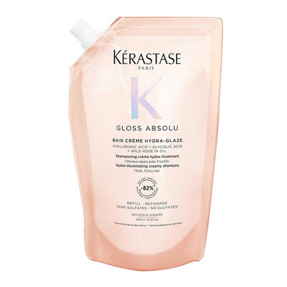 Kérastase Gloss Absolu Bain Créme Hydra-Glaze Shampoo For Thick Frizzy Hair 500ml Refill pouch