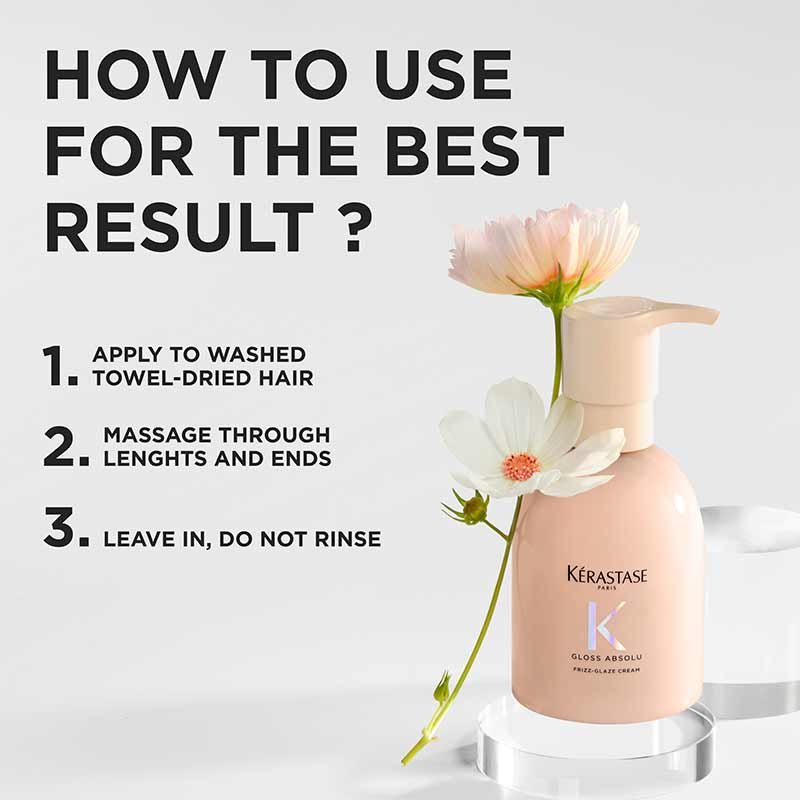 Kérastase Gloss Absolu Frizz-Glaze Cream For Thick Frizzy Hair How To Use