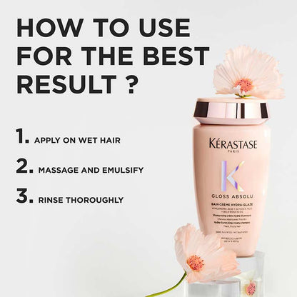 Kérastase Gloss Absolu Hydra-Glaze Shampoo For Thick Frizzy Hair How To Apply Instructions
