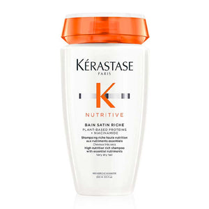 Kérastase Nutritive Bain Satin Riche High Nutrition Rich Shampoo | very dry hair | rich, protein-enriched formula | deep nourishment | replenishing moisture | up to 56% smoother hair.