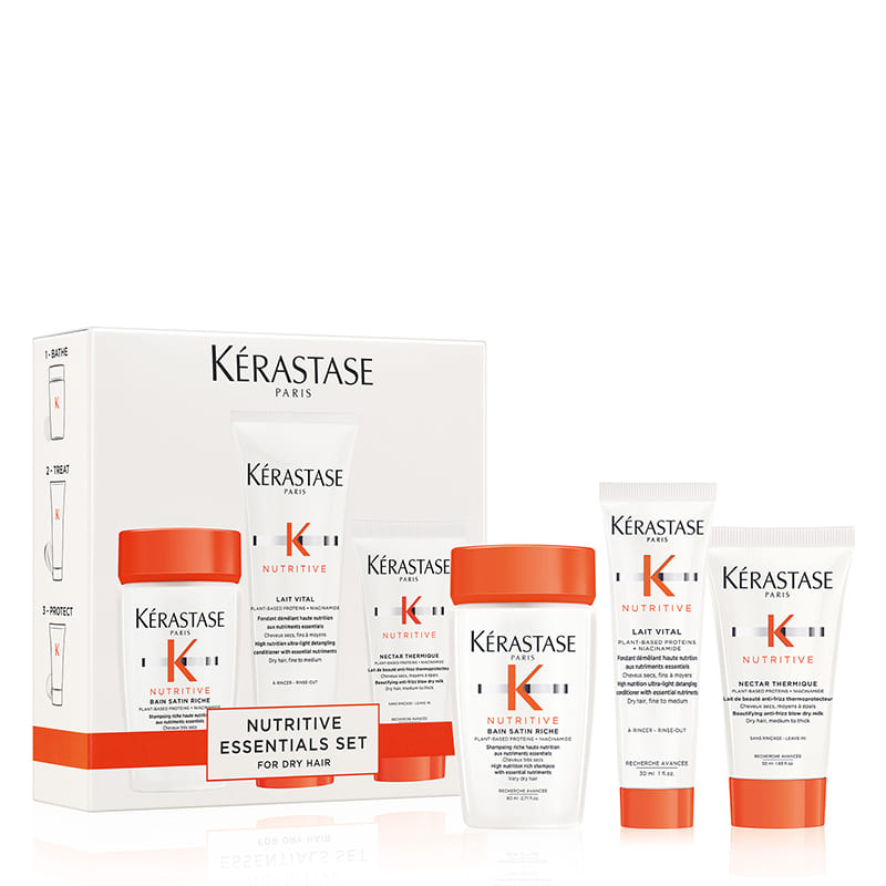 Kérastase Nutritive Essentials Set | Dry Hair | nourishing | revitalizing | discovery set | shampoo | conditioner | heat protector | supple | irresistibly soft