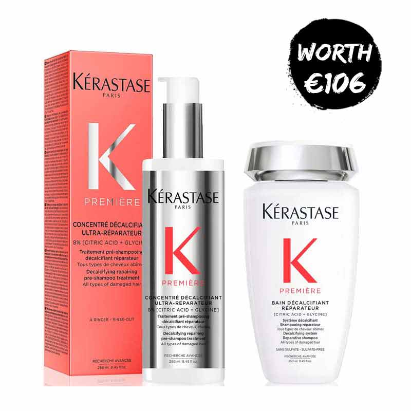 Kérastase Première Decalcifying Duo | Includes Pre-Shampoo & Shampoo | Removes excess calcium and repairs damage | Restores hair structure and strengthens | Gently cleanses and fights effects of hard water | Achieve smooth, healthy, manageable hair with enviable shine!