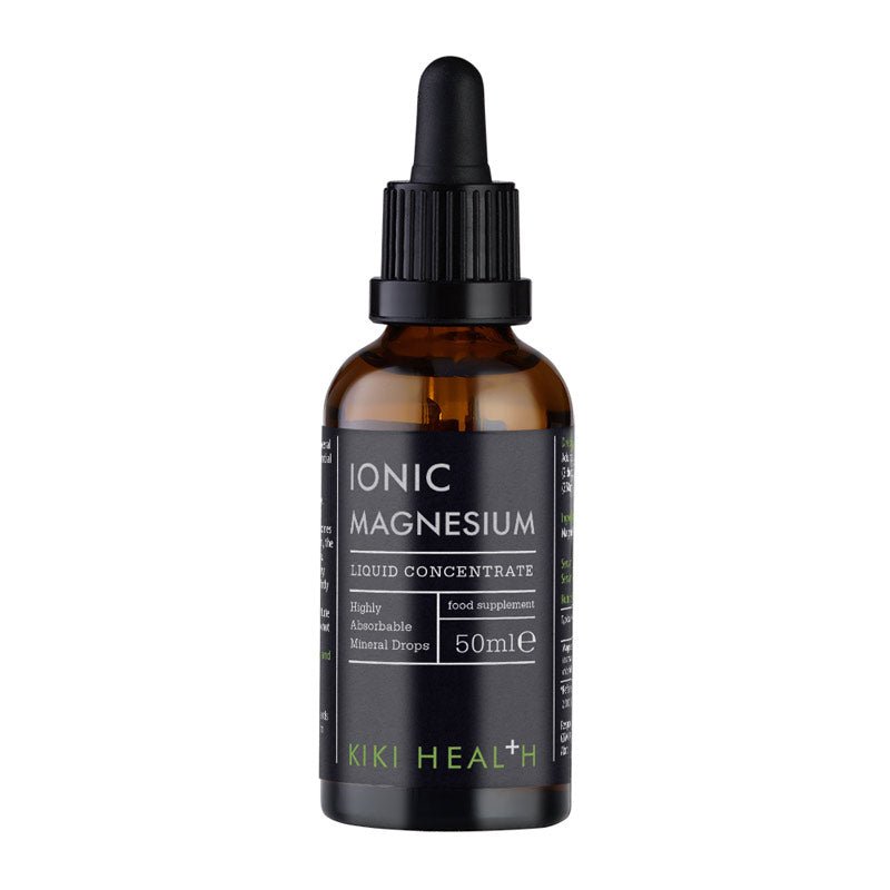 KIKI Health Ionic Magnesium | absorbable | liquid | concentrate | supports | normal | nervous system function | energy-yielding metabolism | maintains | helps | cell division | protein synthesis | body | bone | muscular function growth | supporting | system