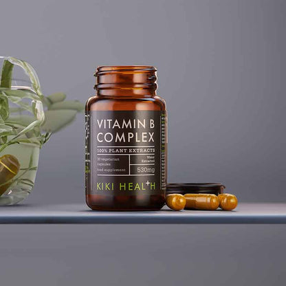 KIKI Health Vitamin B Complex - 30 Vegicaps Open Bottle