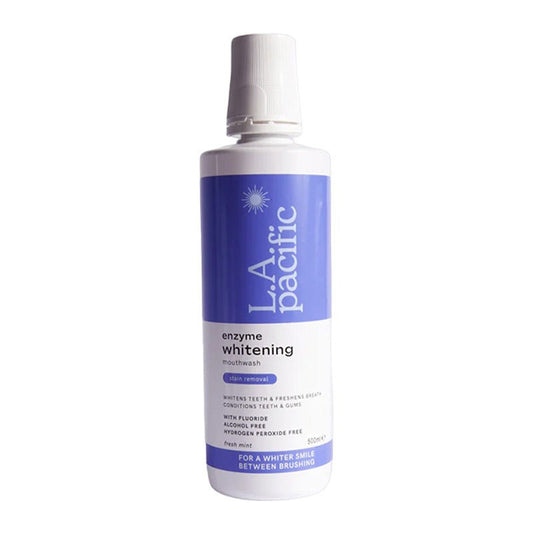 LA Pacific Enzyme Whitening Stain Removal Mouthwash | ultra-fresh | conditions teeth and gums | brightening | beautiful whites | enamel-safe mouthwash | promotes | whiter | brighter smile | NO hydrogen peroxide.