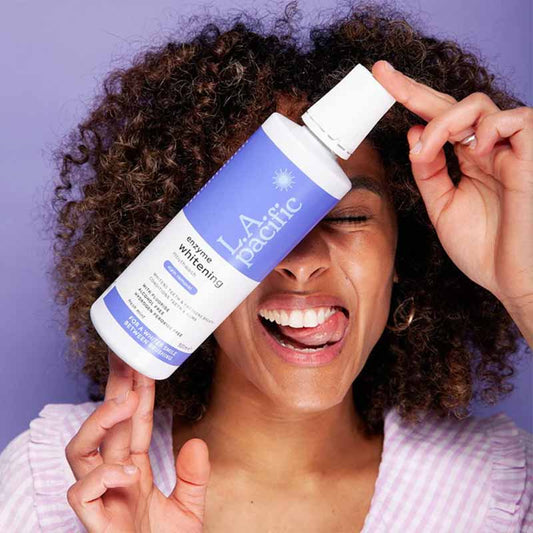 LA Pacific Enzyme Whitening Stain Removal Mouthwash | condition teeth and gums | oral health | promotes brighter smiles | whiter teeth | safe | minty 