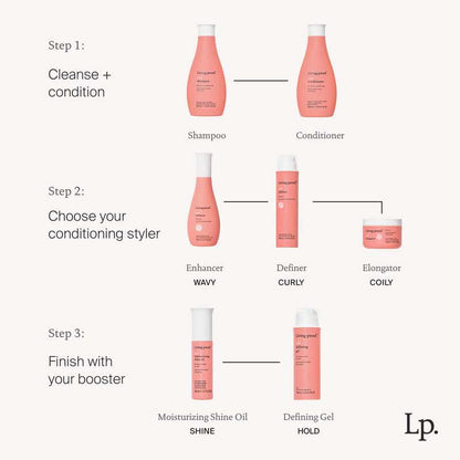 Living Proof Curl Shampoo | luscious | creamy blend | redefines | shampooing | curls | low-lather formula | cleanses | conditions | essential moisture | shower experience | thank you