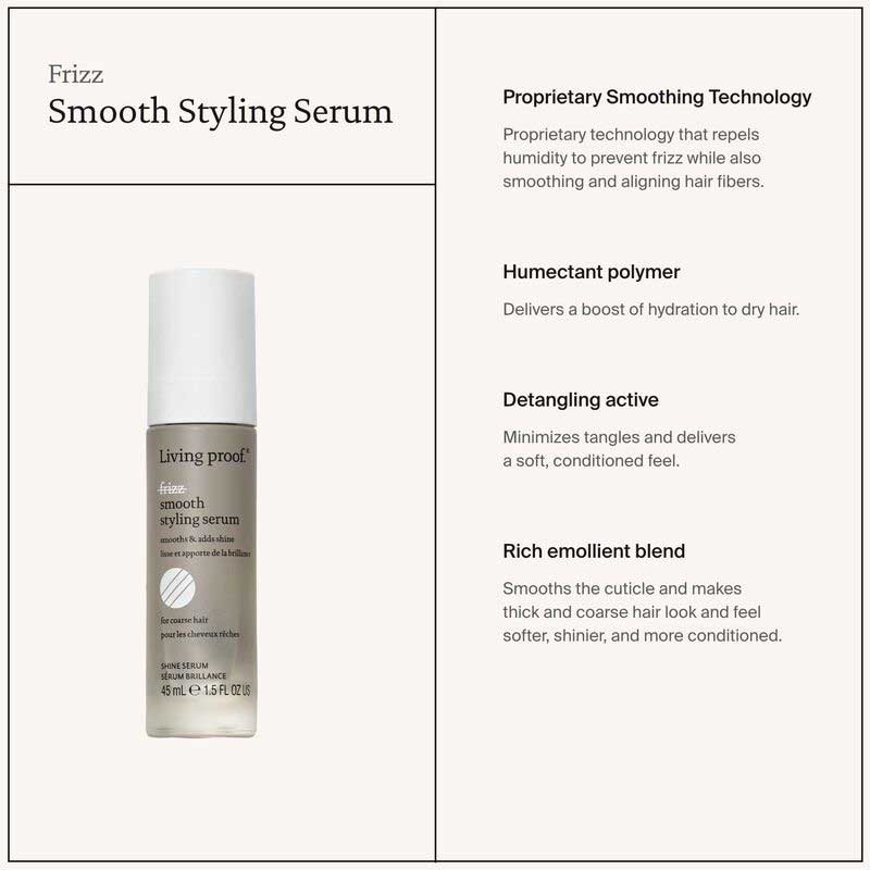 Living Proof No Frizz Smooth Styling Serum | silicone-free | anti-frizz serum | thick hair | coarse hair | impeccable blowout | record time | softness | shine