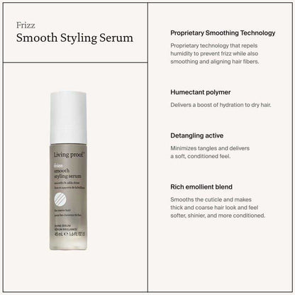 Living Proof No Frizz Smooth Styling Serum | silicone-free | anti-frizz serum | thick hair | coarse hair | impeccable blowout | record time | softness | shine