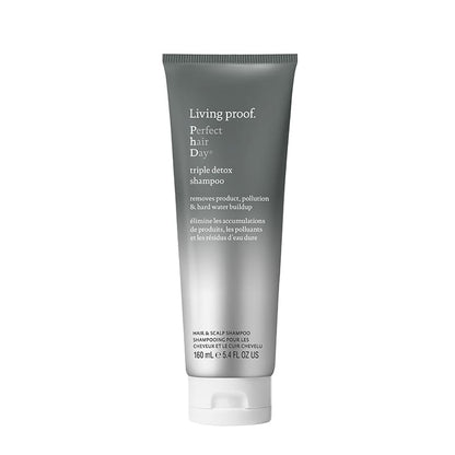 Living Proof Perfect Hair Day Triple Detox Shampoo | powerful | gentle | clarifying shampoo | rids hair | product buildup | pollution | hard water | soft | manageable | won't strip | dry | balanced scalp | dull | lifeless hair.