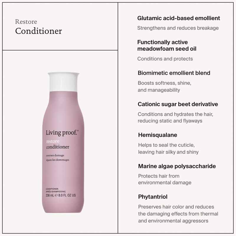 Living Proof Restore Conditioner | fortifying | weak | damaged hair | over 70% reduction | breakage | one wash.