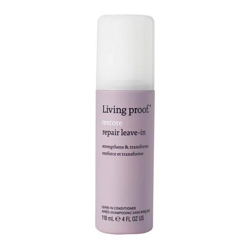 Living Proof Restore Repair Leave-In | prevent | 93% of styling-induced split ends | amplifies | hair strength | 15-fold | single application.