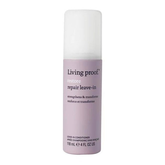 Living Proof Restore Repair Leave-In | prevent | 93% of styling-induced split ends | amplifies | hair strength | 15-fold | single application.