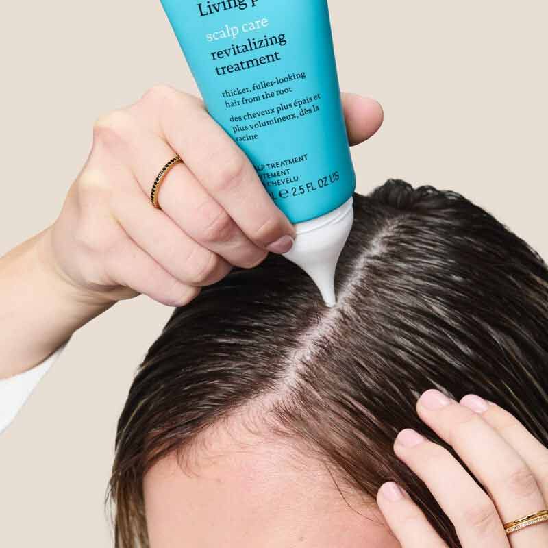 Living Proof Scalp Care Revitalizing Treatment | night-time treatment | ally | environmental stressors | hair grows fuller | thicker | healthier | root | damaged strands | vibrant hair.