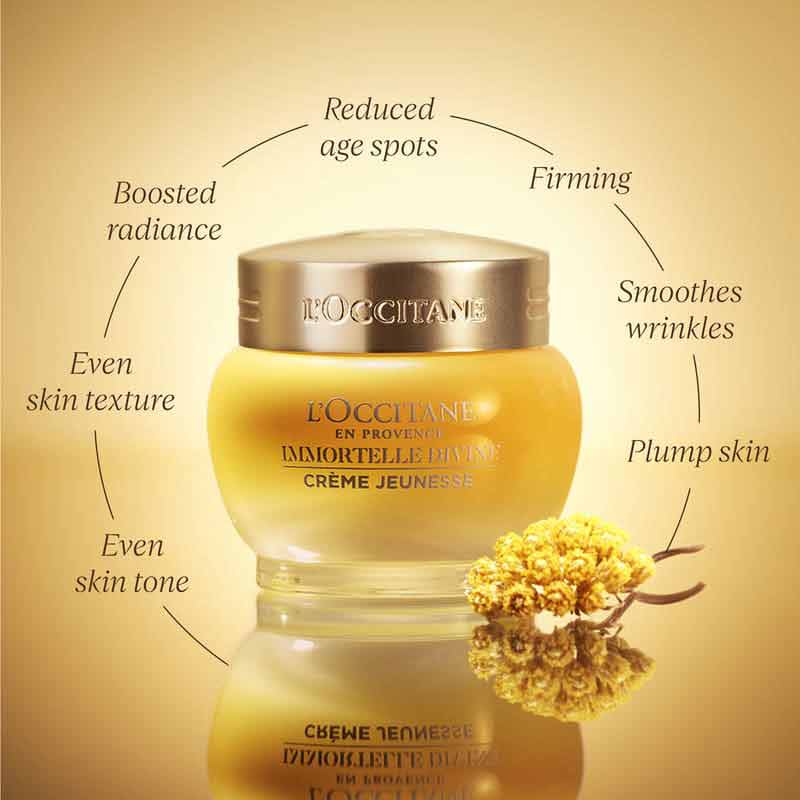 L'Occitane Immortelle Divine Cream, skincare for ageing skin, age spots, hydrating face moisturiser