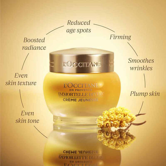L'Occitane Immortelle Divine Cream, skincare for ageing skin, age spots, hydrating face moisturiser
