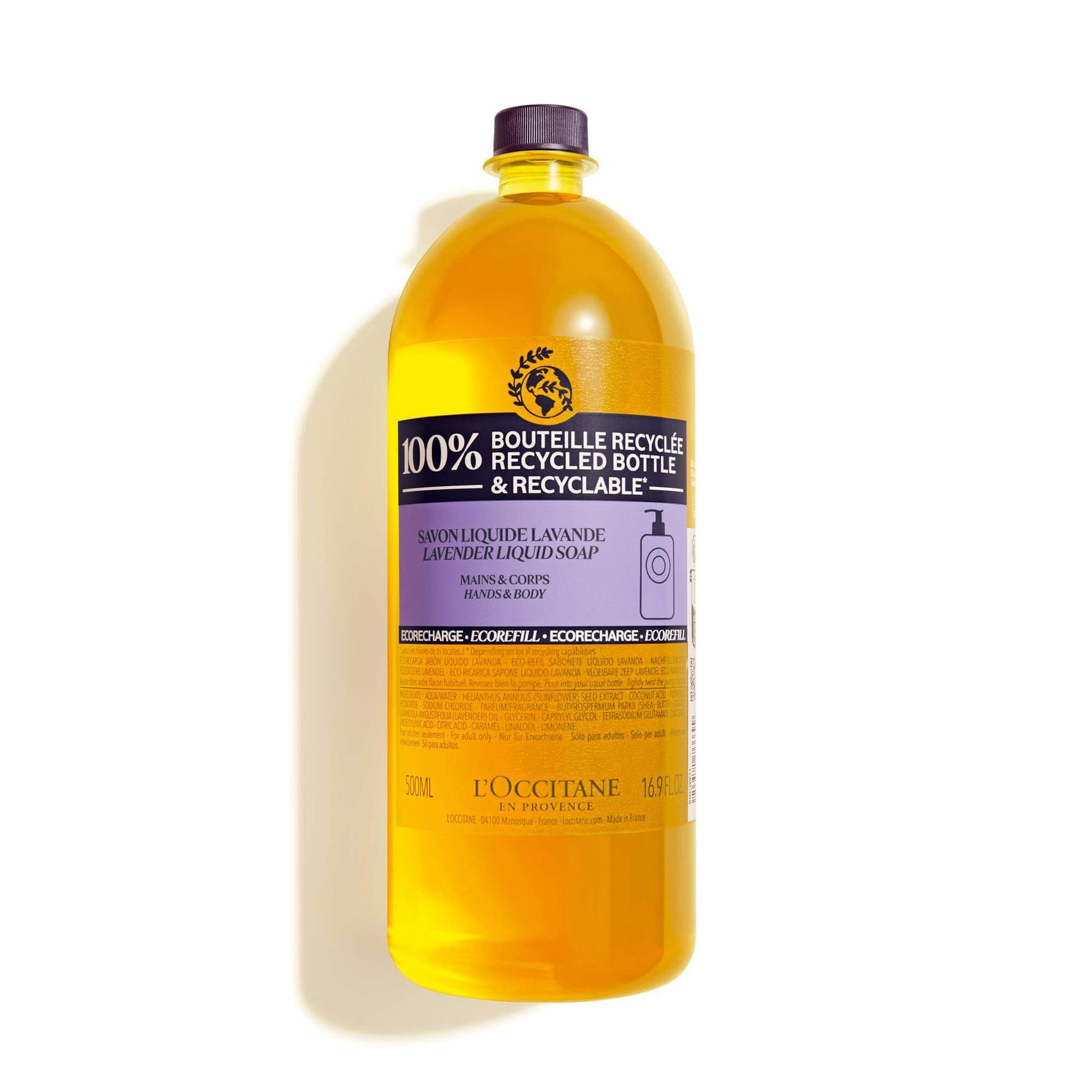 L'Occitane, L'Occitane Shea Lavender Hands & Body Liquid Soap, Recyclable Soap Bottle
