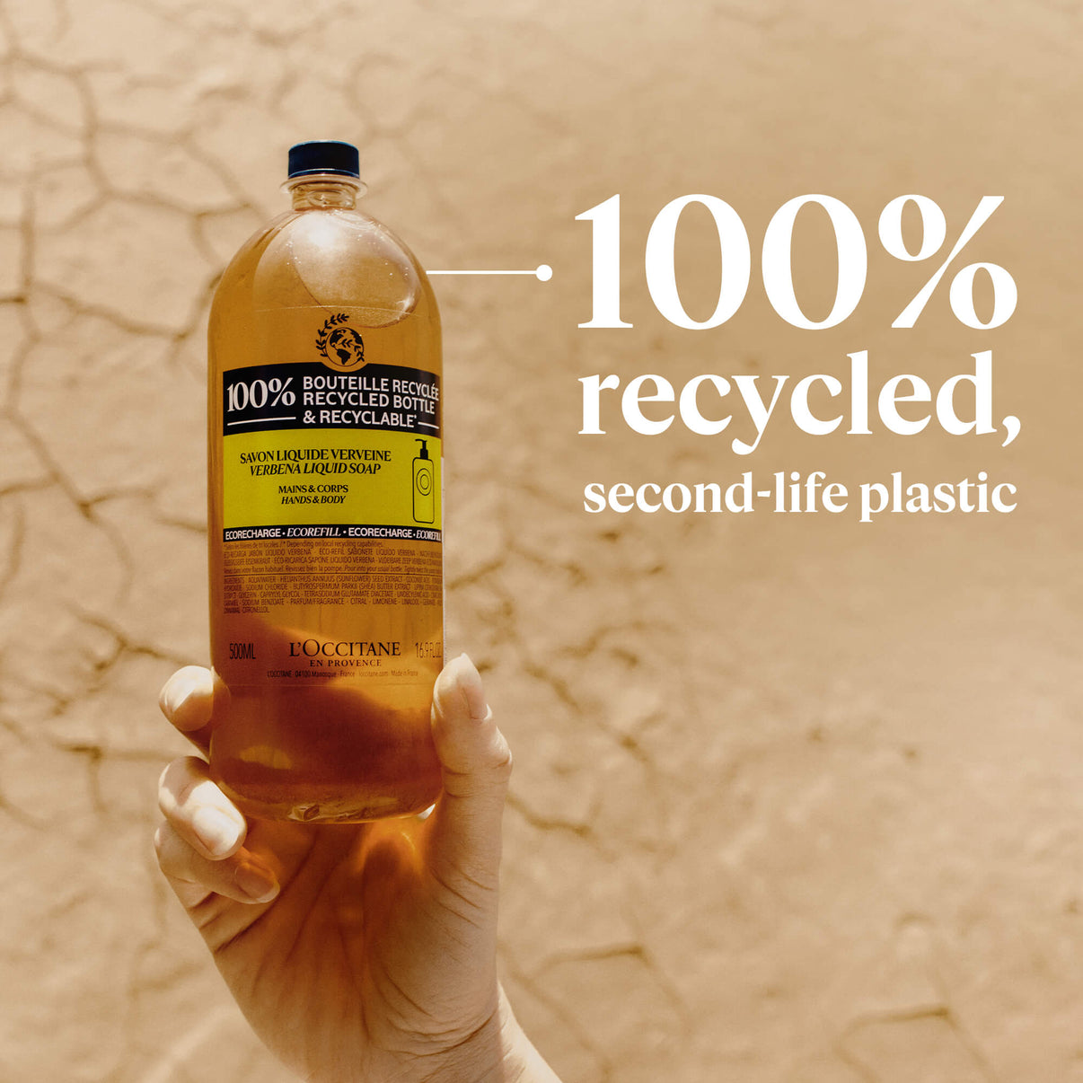 L'Occitane, L'Occitane Shea Verbena Hands & Body Liquid Soap, Recycled Hand Soap Bottle