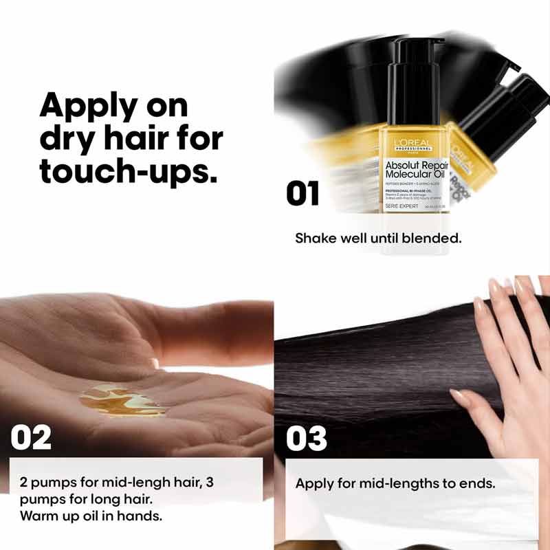 How to use the L'Oréal Professionnel Absolut Repair Molecular Bi-Phase Oil 