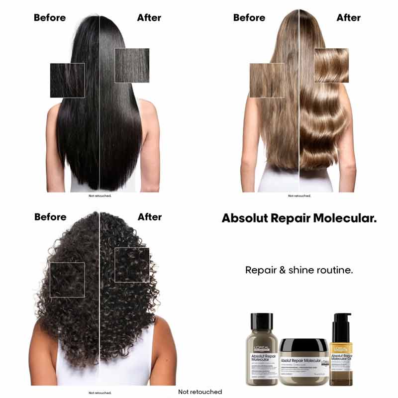 L'Oréal Professionnel Absolut Repair Molecular Bi-Phase Oil Before & After
