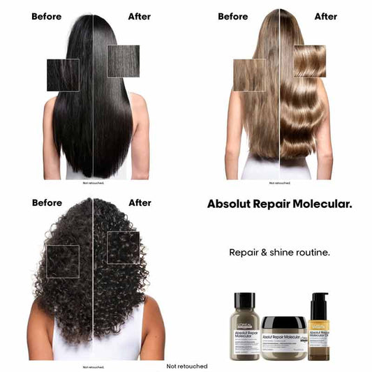 L'Oréal Professionnel Absolut Repair Molecular Bi-Phase Oil Before & After