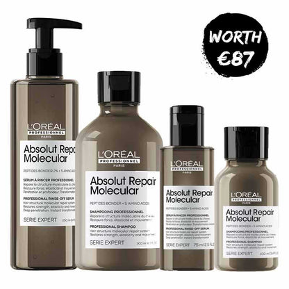 L'Oreal Professionnel | Absolut Repair | Molecular | Home and Away | Bundle | exclusive | bestselling | shampoo | rinse-off | serum | luxury haircare | routine