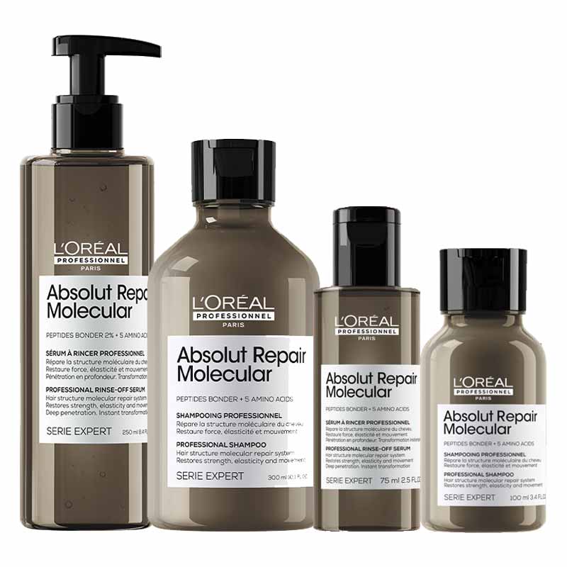 L'Oreal Professionnel | Absolut Repair | Molecular | Home and Away | Bundle | exclusive | bestselling | shampoo | rinse-off | serum | luxury haircare | routine
